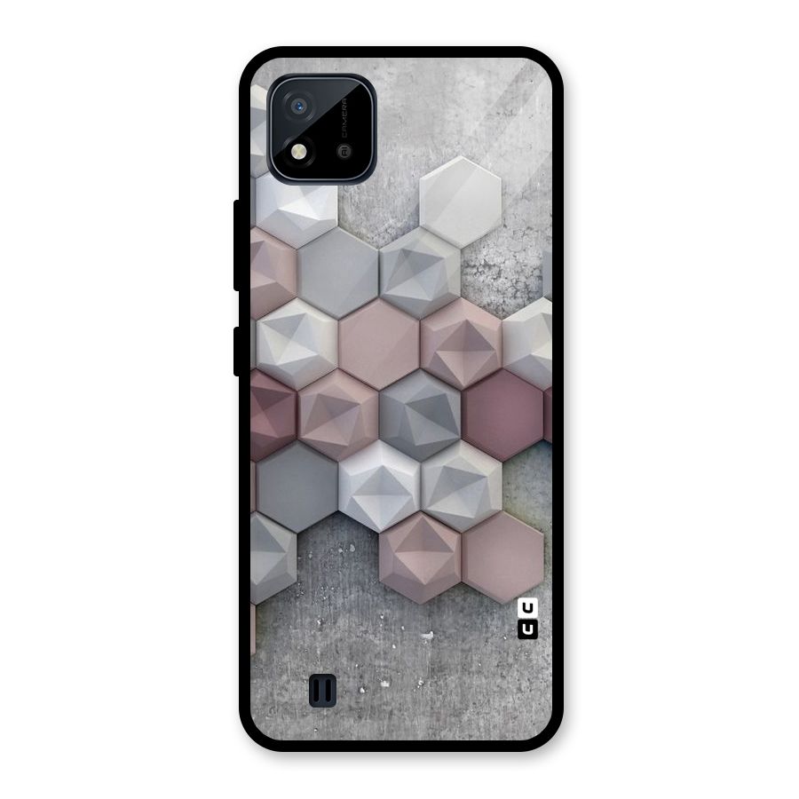 Cute Hexagonal Pattern Glass Back Case for Realme C11 2021