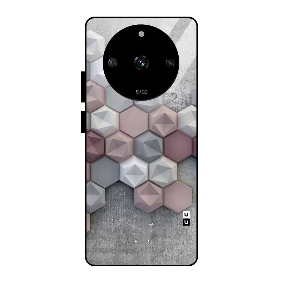 Cute Hexagonal Pattern Glass Back Case for Realme Narzo 60 5G