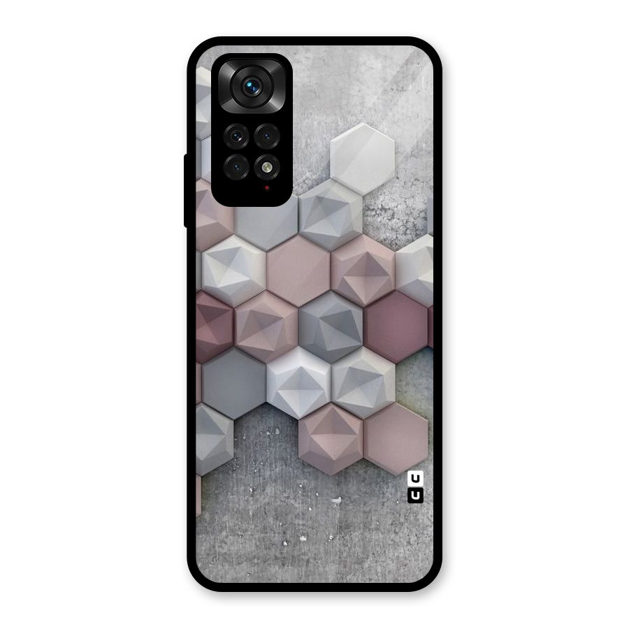 Cute Hexagonal Pattern Glass Back Case for Redmi Note 11S