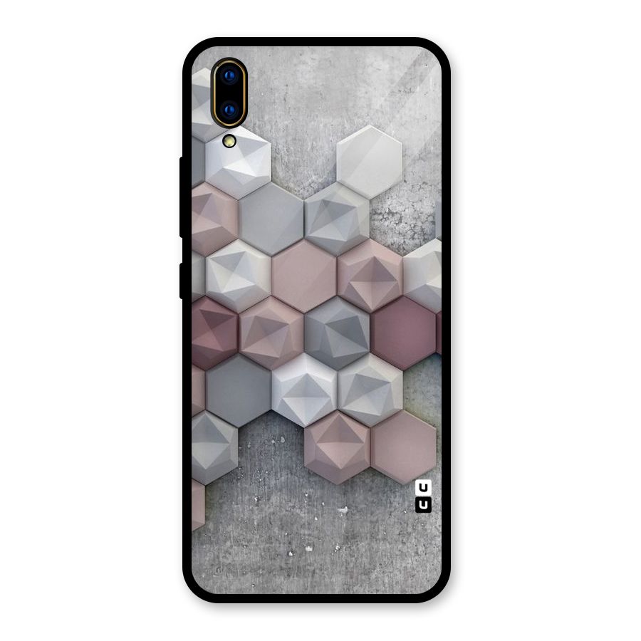 Cute Hexagonal Pattern Glass Back Case for Vivo V11 Pro