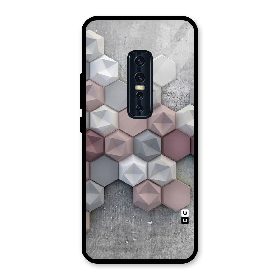 Cute Hexagonal Pattern Glass Back Case for Vivo V17 Pro