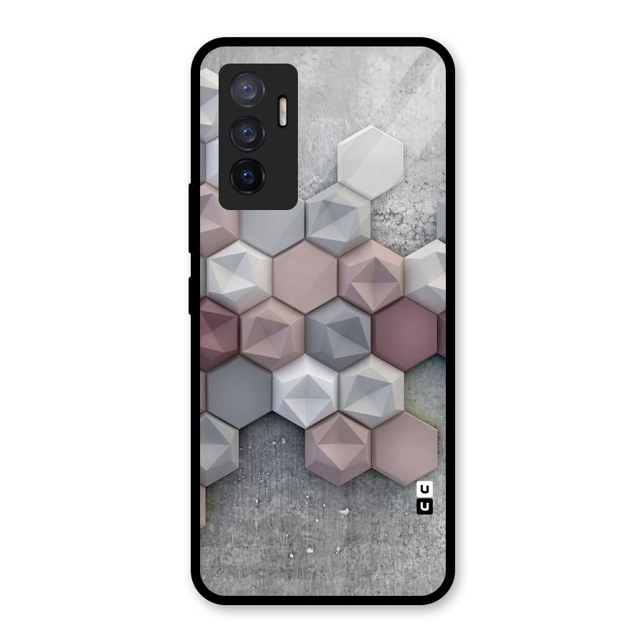 Cute Hexagonal Pattern Glass Back Case for Vivo V23e