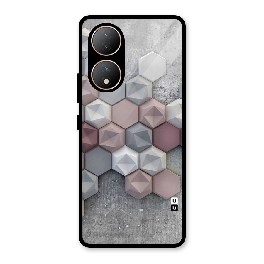 Cute Hexagonal Pattern Glass Back Case for Vivo Y100A