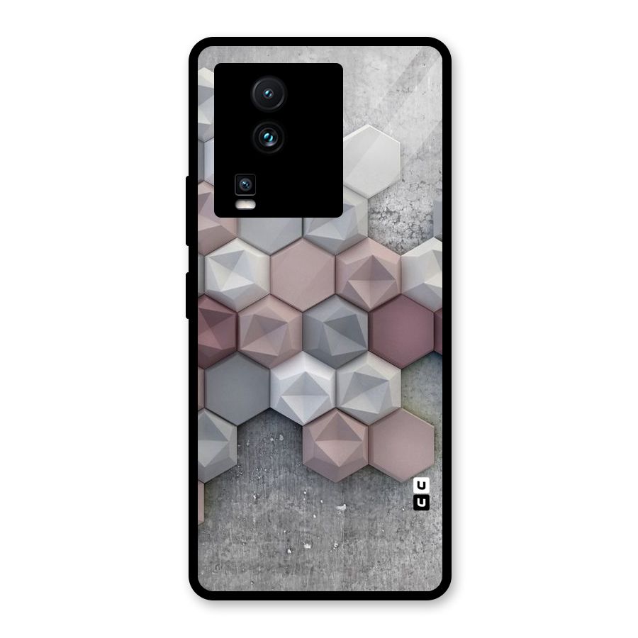 Cute Hexagonal Pattern Glass Back Case for Vivo iQOO Neo 7 Pro