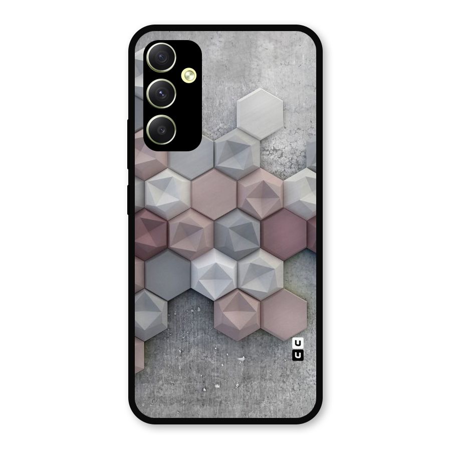 Cute Hexagonal Pattern Metal Back Case for Galaxy A34