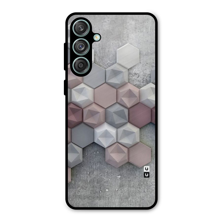 Cute Hexagonal Pattern Metal Back Case for Galaxy M55 5G