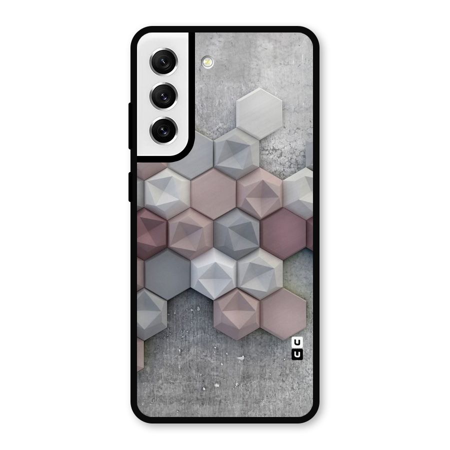 Cute Hexagonal Pattern Metal Back Case for Galaxy S21 FE 5G