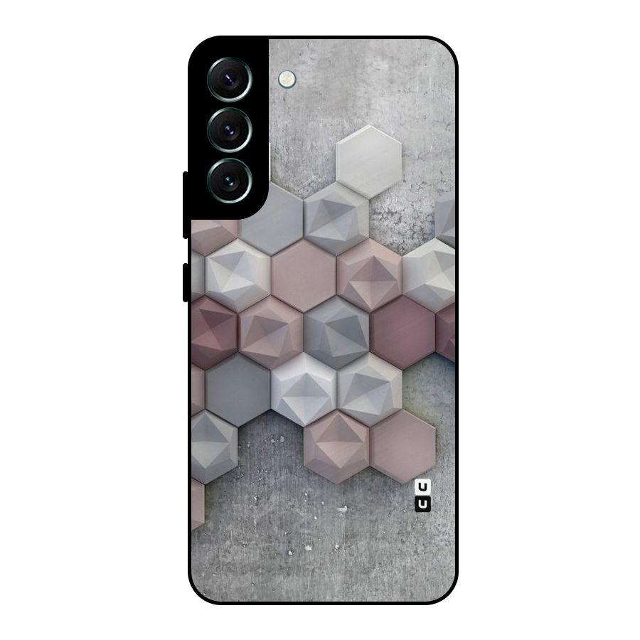 Cute Hexagonal Pattern Metal Back Case for Galaxy S22 Plus 5G