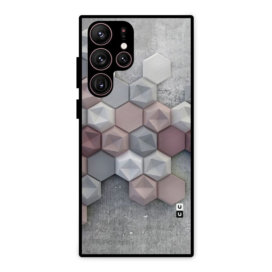 Cute Hexagonal Pattern Metal Back Case for Galaxy S22 Ultra 5G