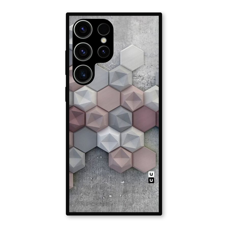 Cute Hexagonal Pattern Metal Back Case for Galaxy S23 Ultra