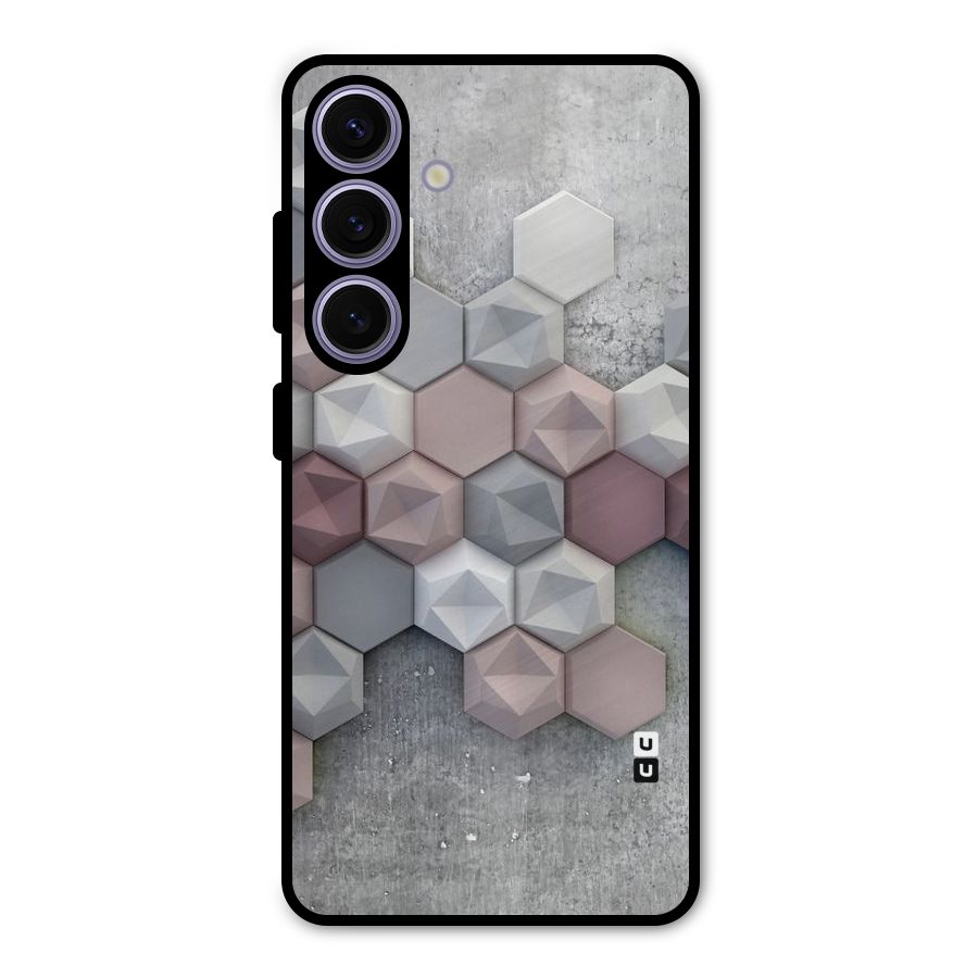 Cute Hexagonal Pattern Metal Back Case for Galaxy S24