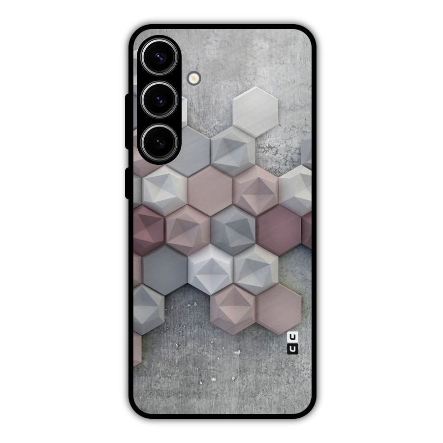 Cute Hexagonal Pattern Metal Back Case for Galaxy S24 Plus