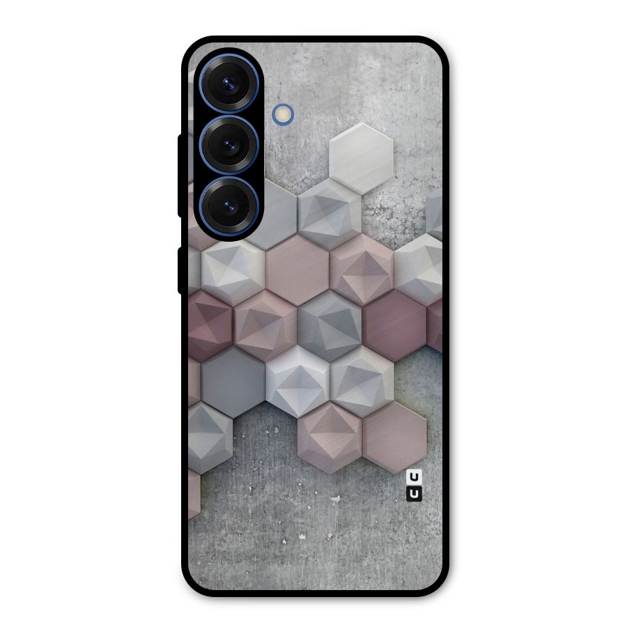 Cute Hexagonal Pattern Metal Back Case for Galaxy S25
