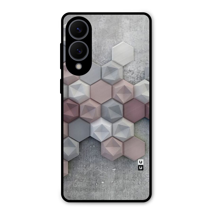 Cute Hexagonal Pattern Metal Back Case for Galaxy S25 Edge