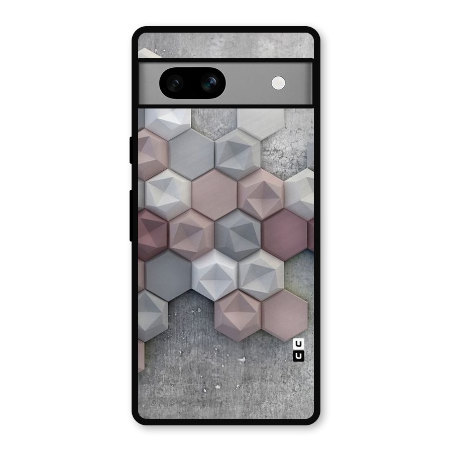 Cute Hexagonal Pattern Metal Back Case for Google Pixel 7a