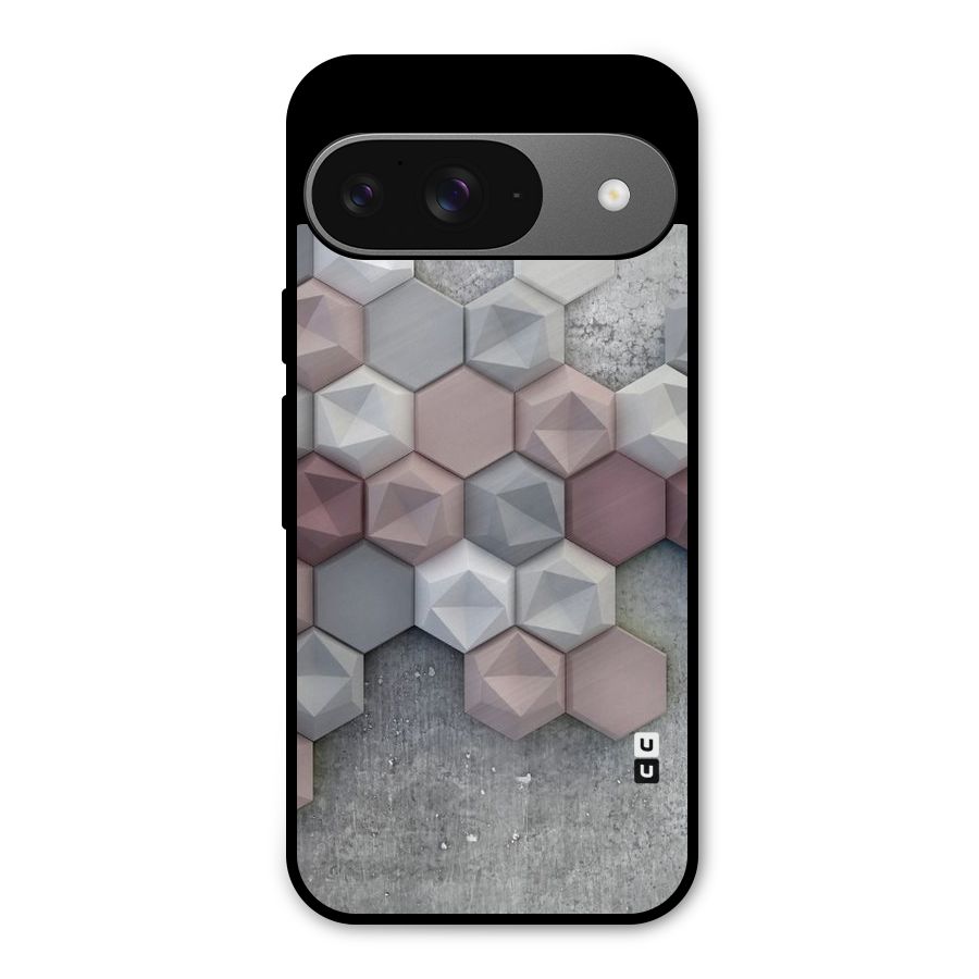 Cute Hexagonal Pattern Metal Back Case for Google Pixel 9