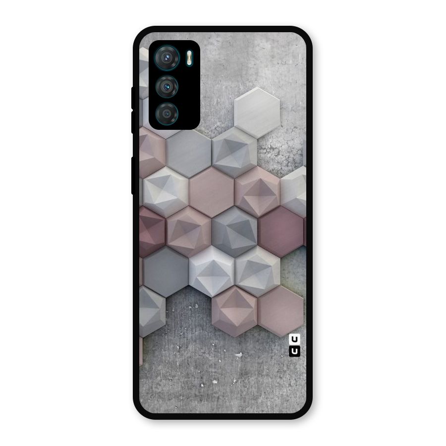 Cute Hexagonal Pattern Metal Back Case for Moto G42