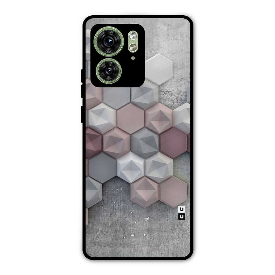 Cute Hexagonal Pattern Metal Back Case for Motorola Edge 40 5G