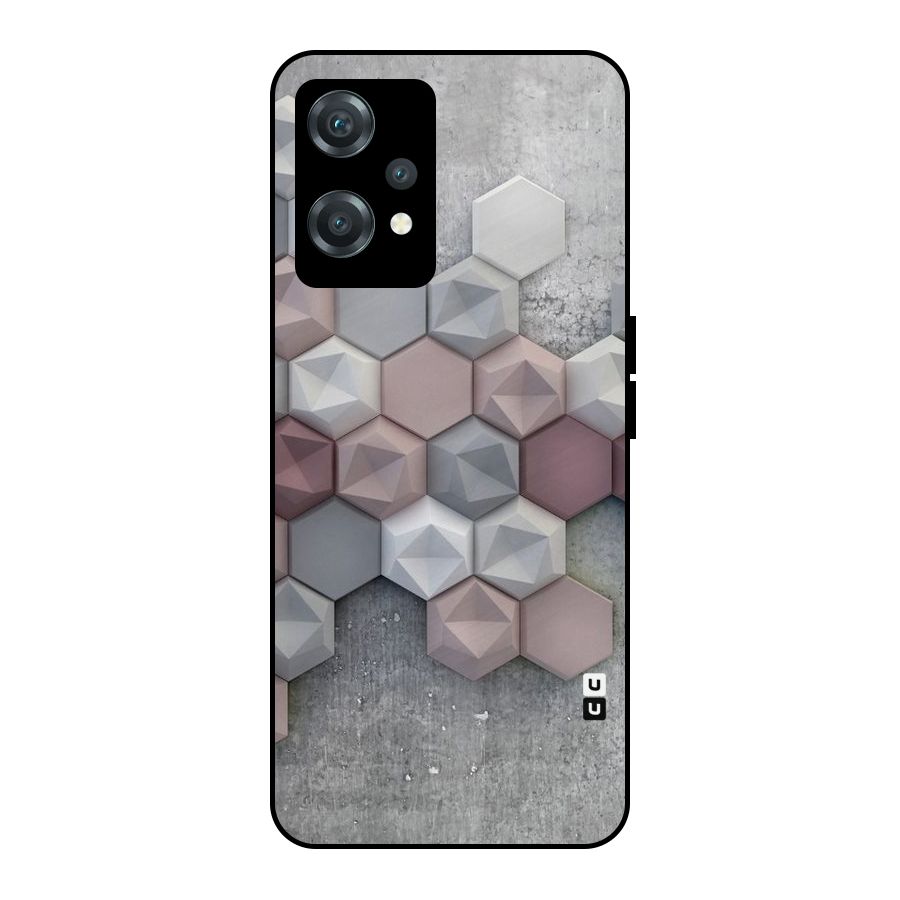 Cute Hexagonal Pattern Metal Back Case for OnePlus Nord CE 2 Lite 5G