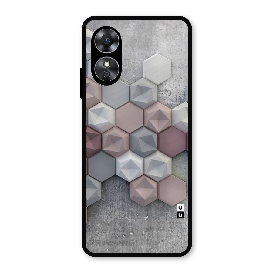 Cute Hexagonal Pattern Metal Back Case for Oppo A17
