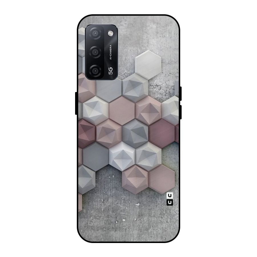 Cute Hexagonal Pattern Metal Back Case for Oppo A53s 5G