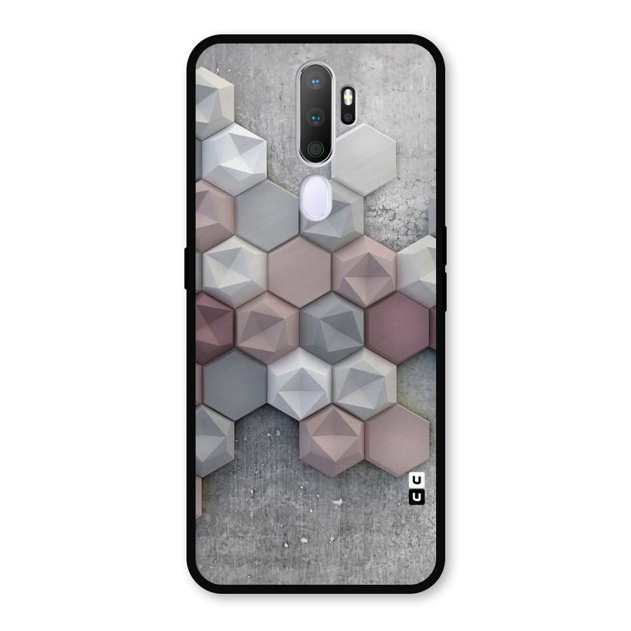 Cute Hexagonal Pattern Metal Back Case for Oppo A5 (2020)