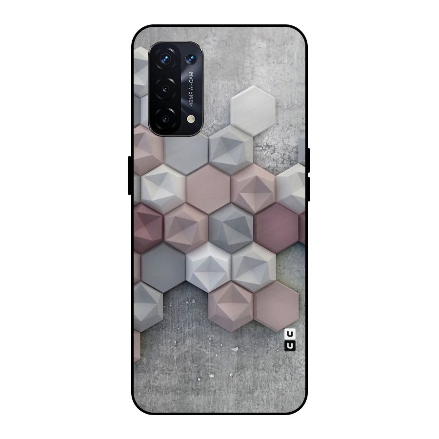 Cute Hexagonal Pattern Metal Back Case for Oppo A74 5G