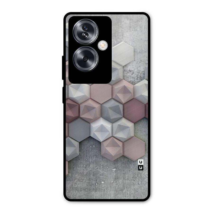 Cute Hexagonal Pattern Metal Back Case for Oppo A79 5G