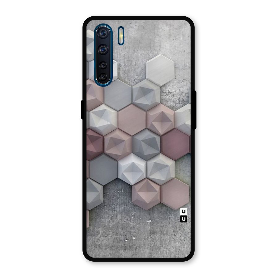 Cute Hexagonal Pattern Metal Back Case for Oppo F15