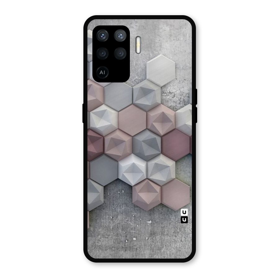 Cute Hexagonal Pattern Metal Back Case for Oppo F19 Pro