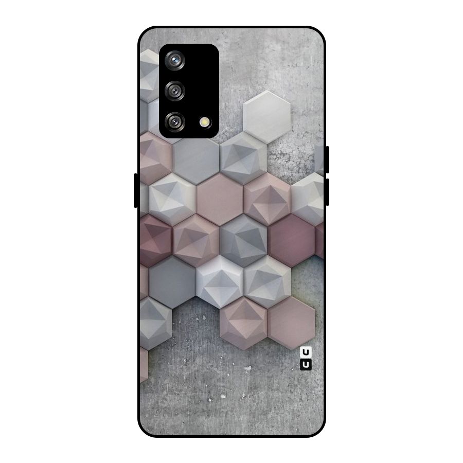 Cute Hexagonal Pattern Metal Back Case for Oppo F19s