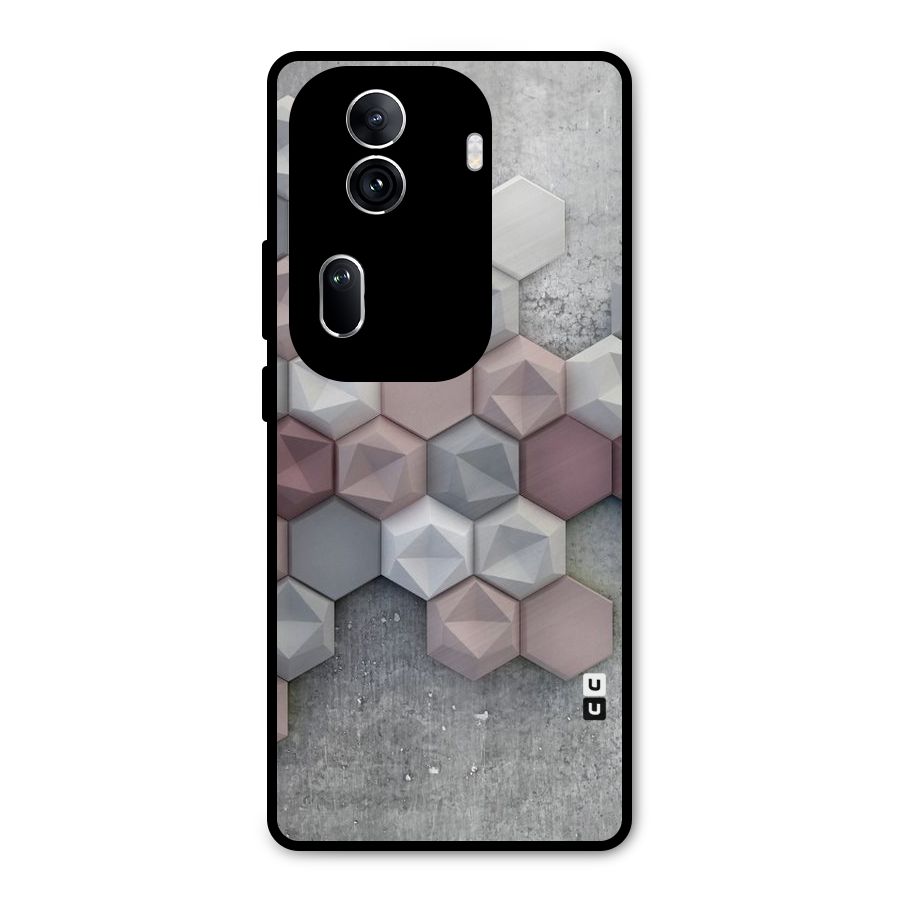 Cute Hexagonal Pattern Metal Back Case for Oppo Reno11 Pro 5G