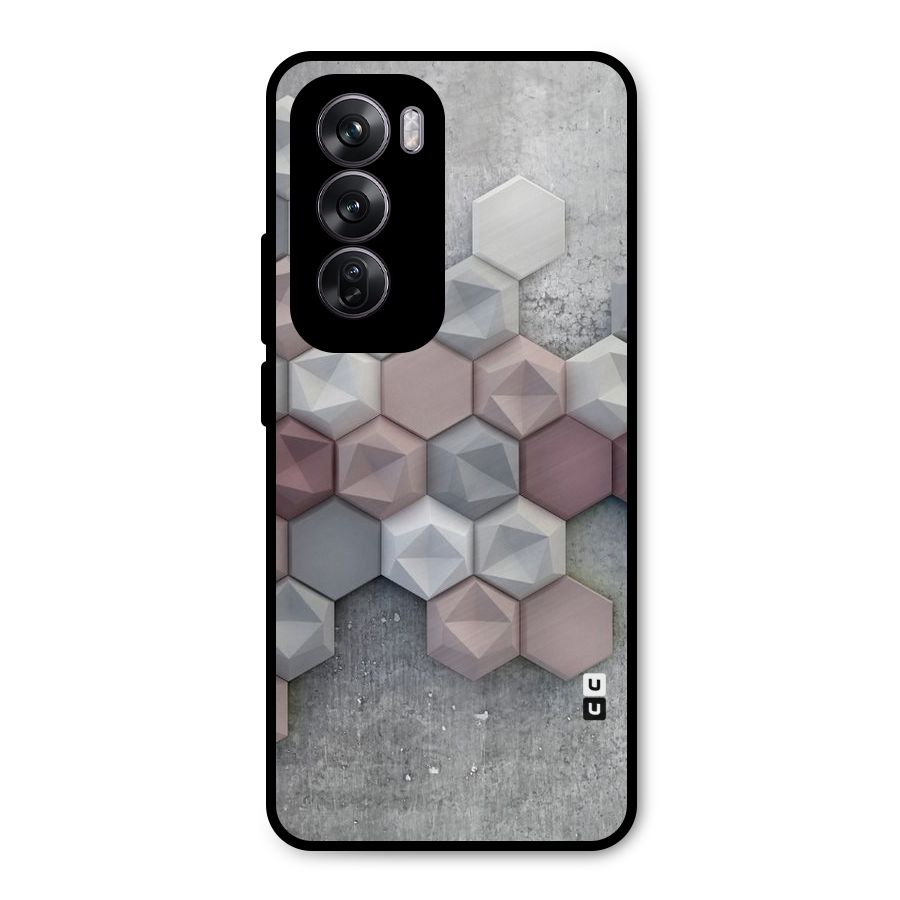 Cute Hexagonal Pattern Metal Back Case for Oppo Reno12 Pro