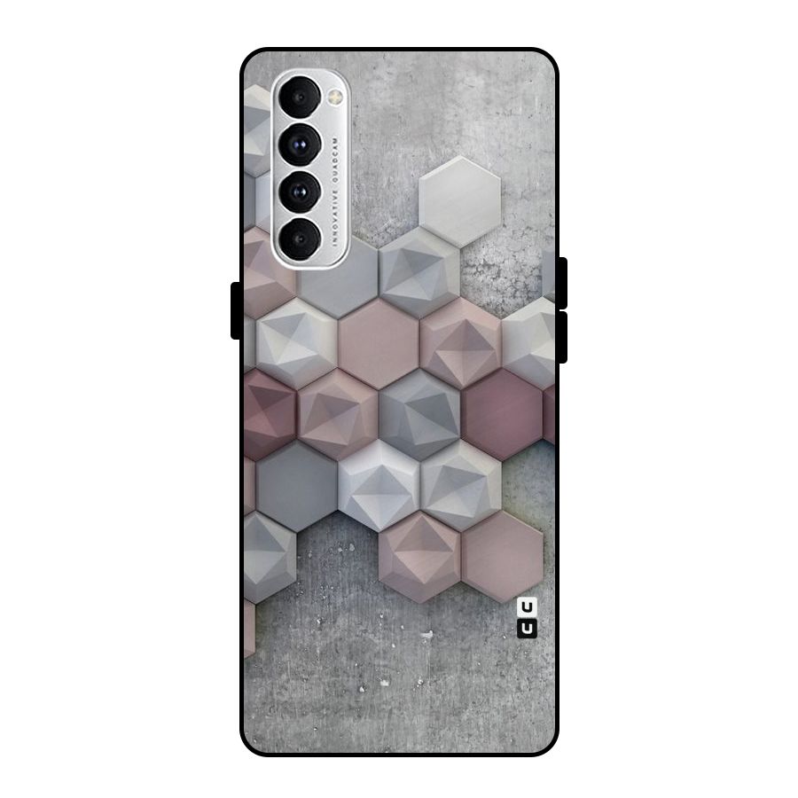 Cute Hexagonal Pattern Metal Back Case for Oppo Reno4 Pro