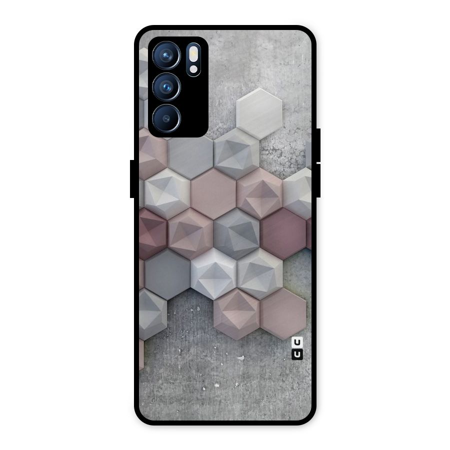 Cute Hexagonal Pattern Metal Back Case for Oppo Reno6 5G