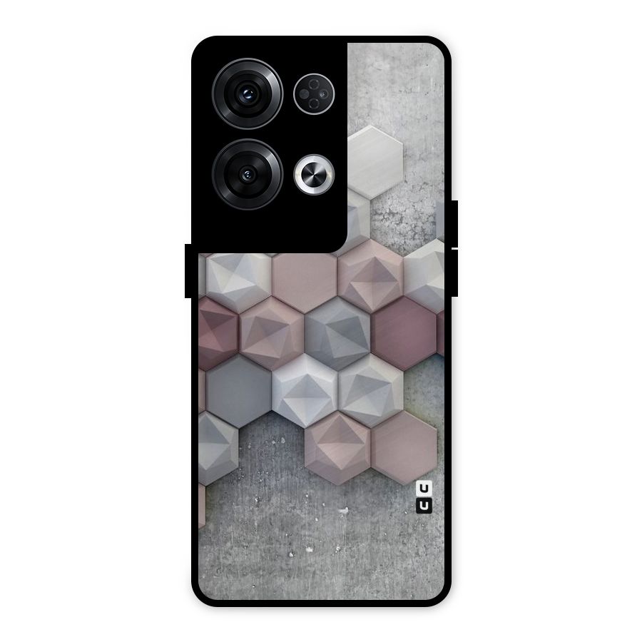 Cute Hexagonal Pattern Metal Back Case for Oppo Reno8 Pro 5G