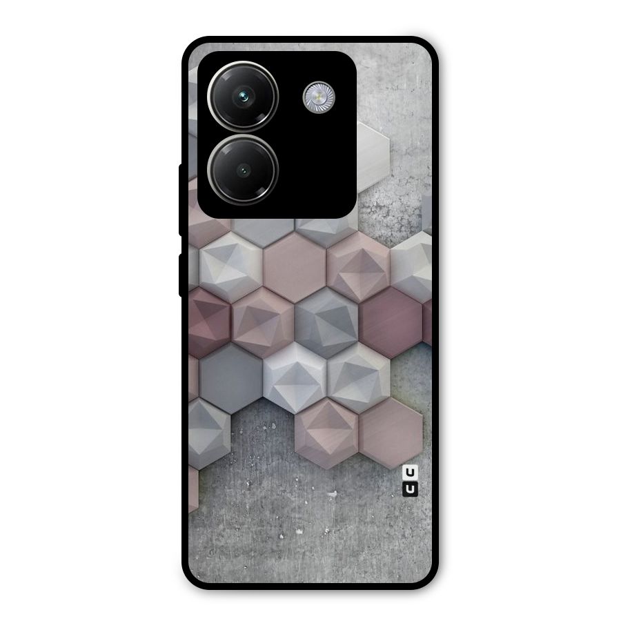 Cute Hexagonal Pattern Metal Back Case for Poco M7 Pro 5G