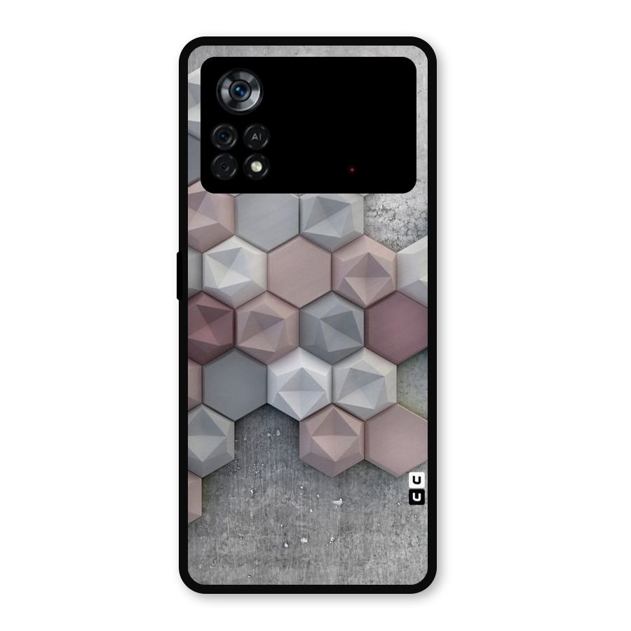 Cute Hexagonal Pattern Metal Back Case for Poco X4 Pro 5G