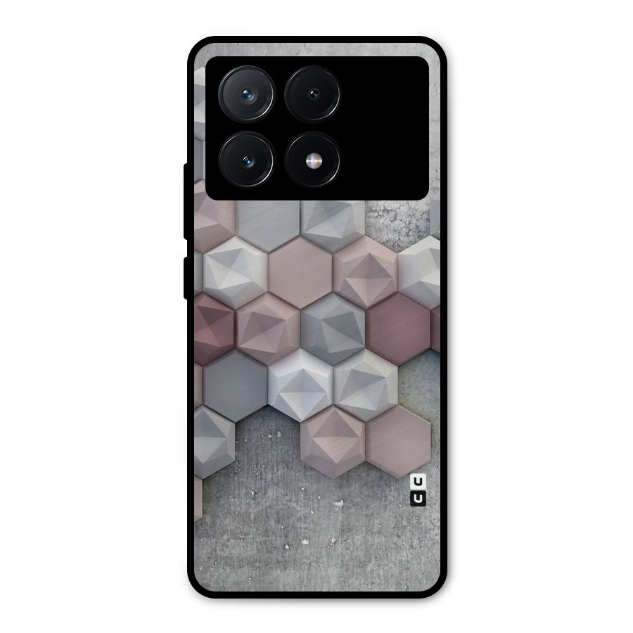 Cute Hexagonal Pattern Metal Back Case for Poco X6 Pro