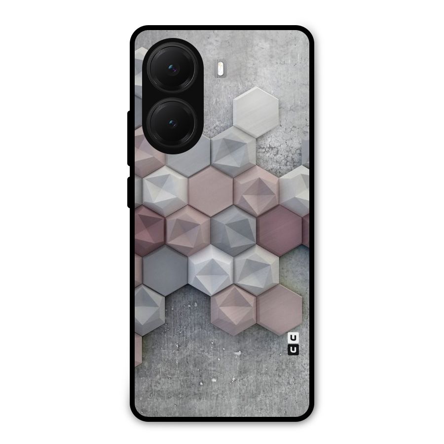 Cute Hexagonal Pattern Metal Back Case for Poco X7 Pro