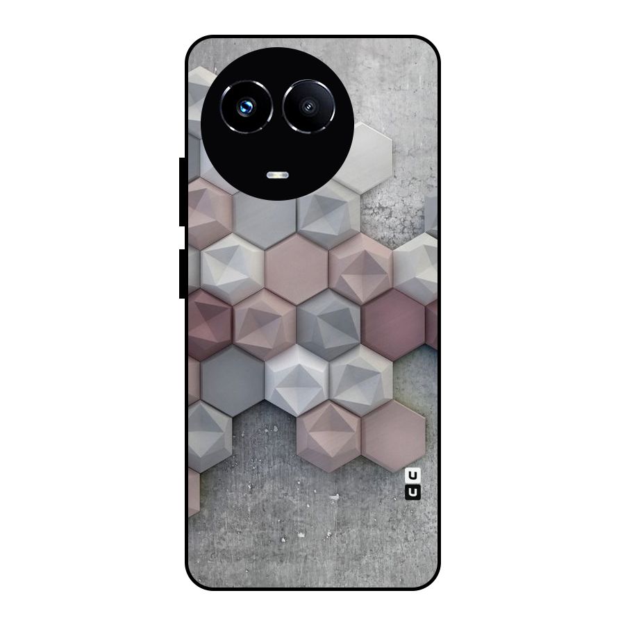 Cute Hexagonal Pattern Metal Back Case for Realme 11X