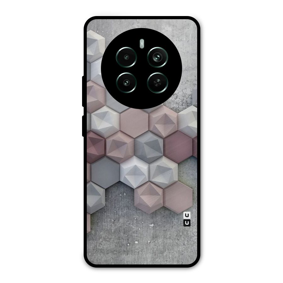 Cute Hexagonal Pattern Metal Back Case for Realme 12 Plus
