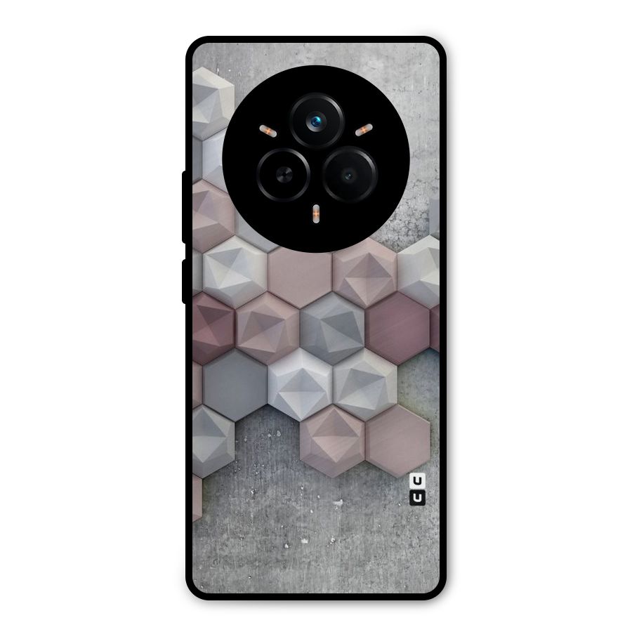 Cute Hexagonal Pattern Metal Back Case for Realme 14 Pro