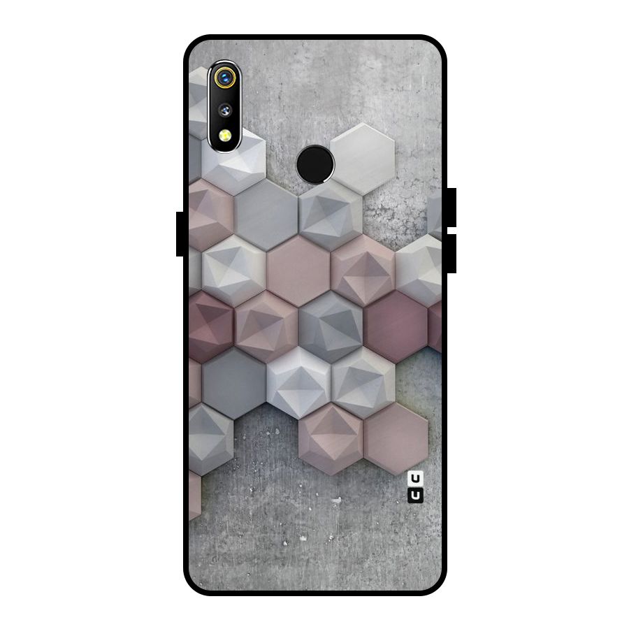 Cute Hexagonal Pattern Metal Back Case for Realme 3