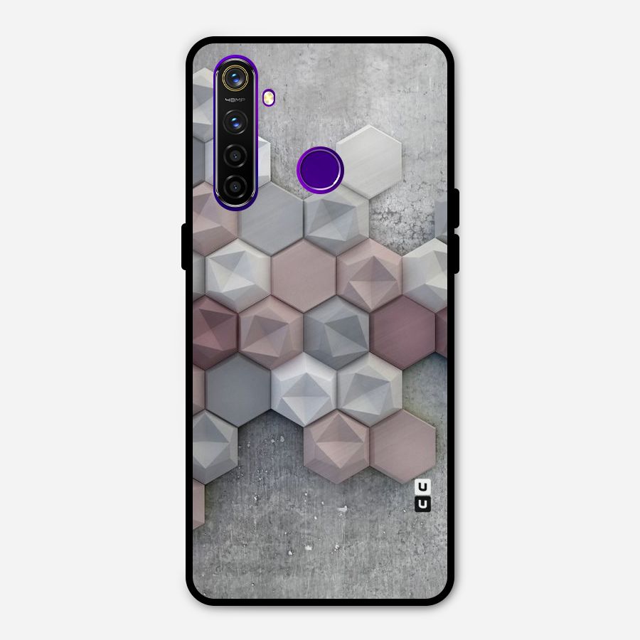 Cute Hexagonal Pattern Metal Back Case for Realme 5 Pro