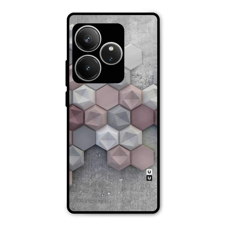 Cute Hexagonal Pattern Metal Back Case for Realme GT 6
