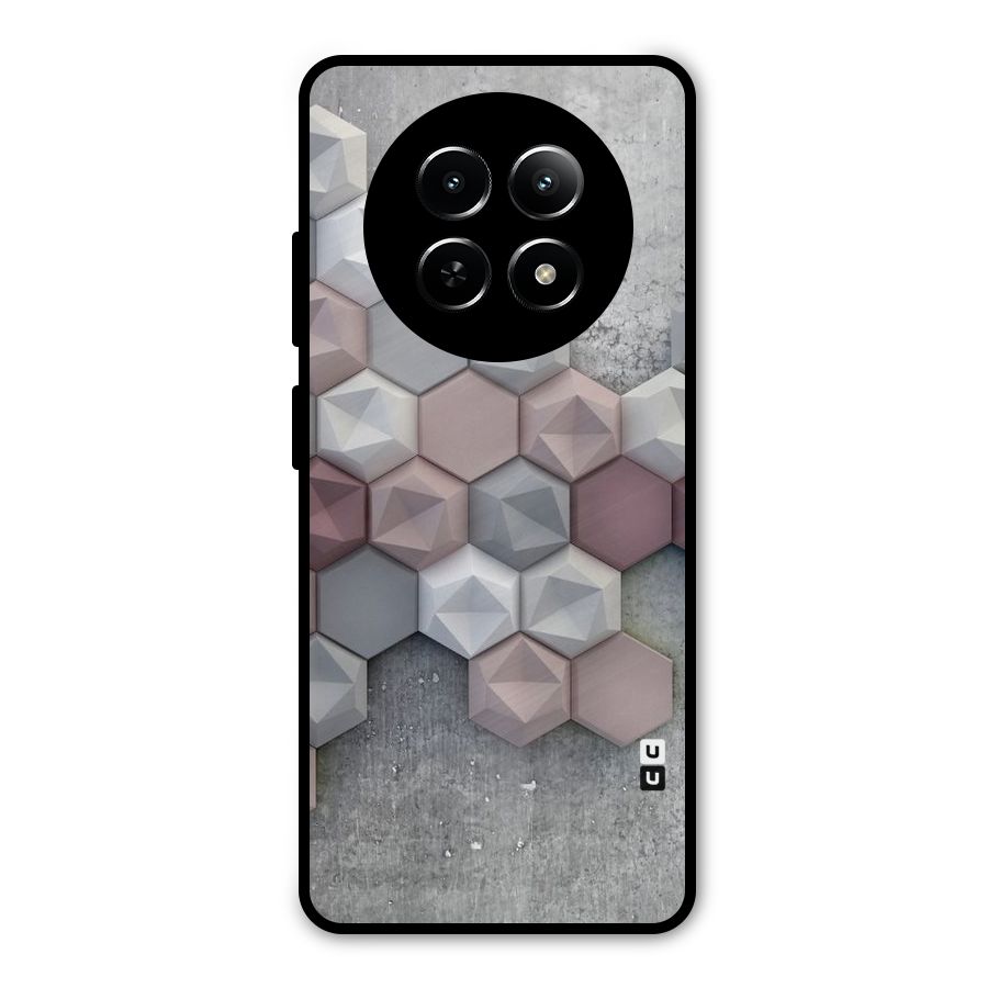 Cute Hexagonal Pattern Metal Back Case for Realme Narzo N65