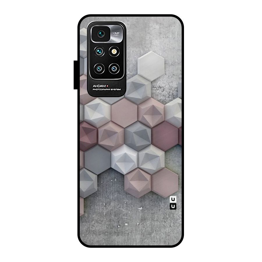Cute Hexagonal Pattern Metal Back Case for Redmi 10 Prime