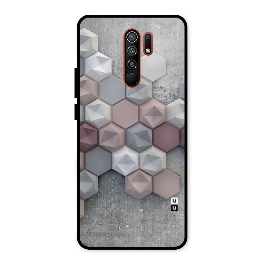 Cute Hexagonal Pattern Metal Back Case for Redmi 9 Prime