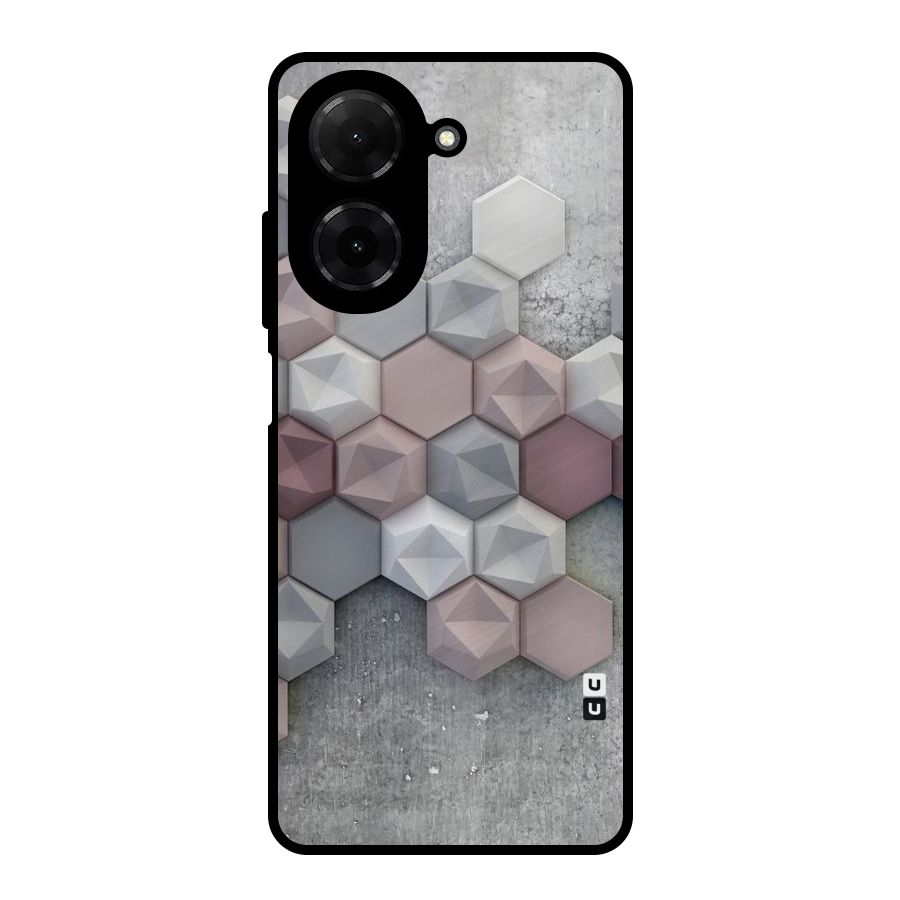 Cute Hexagonal Pattern Metal Back Case for Redmi A5 4G